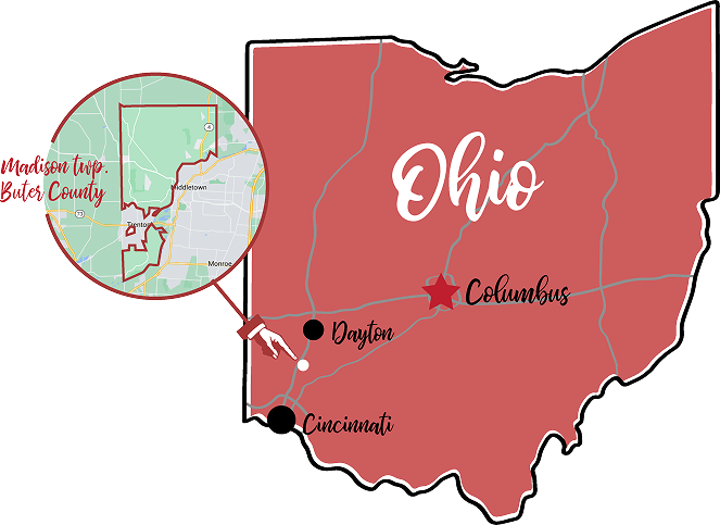 Madison Township, Butler County sits between Dayton and Cincinnati, OH